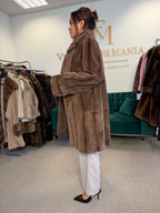 Brown Sheared Mink Fur Coat, XL, WIEN, Luxury