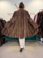 Brown Sheared Mink Fur Coat, XL, WIEN, Luxury
