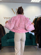 Short Pink Dyed Mink Fur Jacket, Medium, New