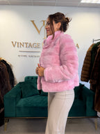 Pink Dyed Mink Fur Jacket, Medium, New