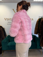 Pink Dyed Mink Fur Jacket, Medium, New