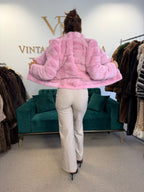 Pink Dyed Mink Fur Jacket, Medium, New