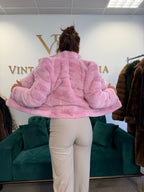Pink Dyed Mink Fur Jacket, Medium, New