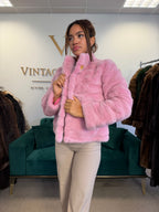 Pink Dyed Mink Fur Jacket, Medium, Pink Lining, New