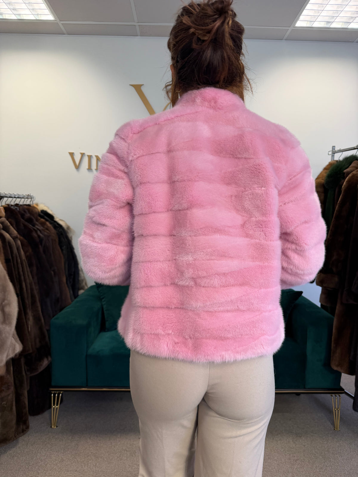 Pink Dyed Mink Fur Jacket, Medium, Pink Lining, New