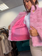 Pink Dyed Mink Fur Jacket, Medium, Pink Lining, New