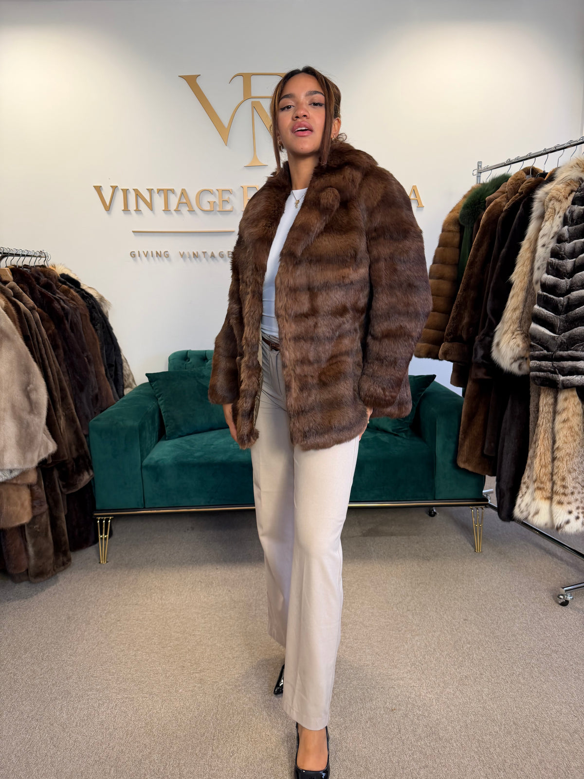 Dark Brown Feh Fur Jacket, Medium, Super Soft