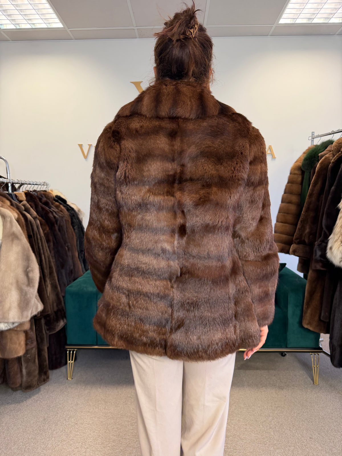 Dark Brown Feh Fur Jacket, Medium, Super Soft