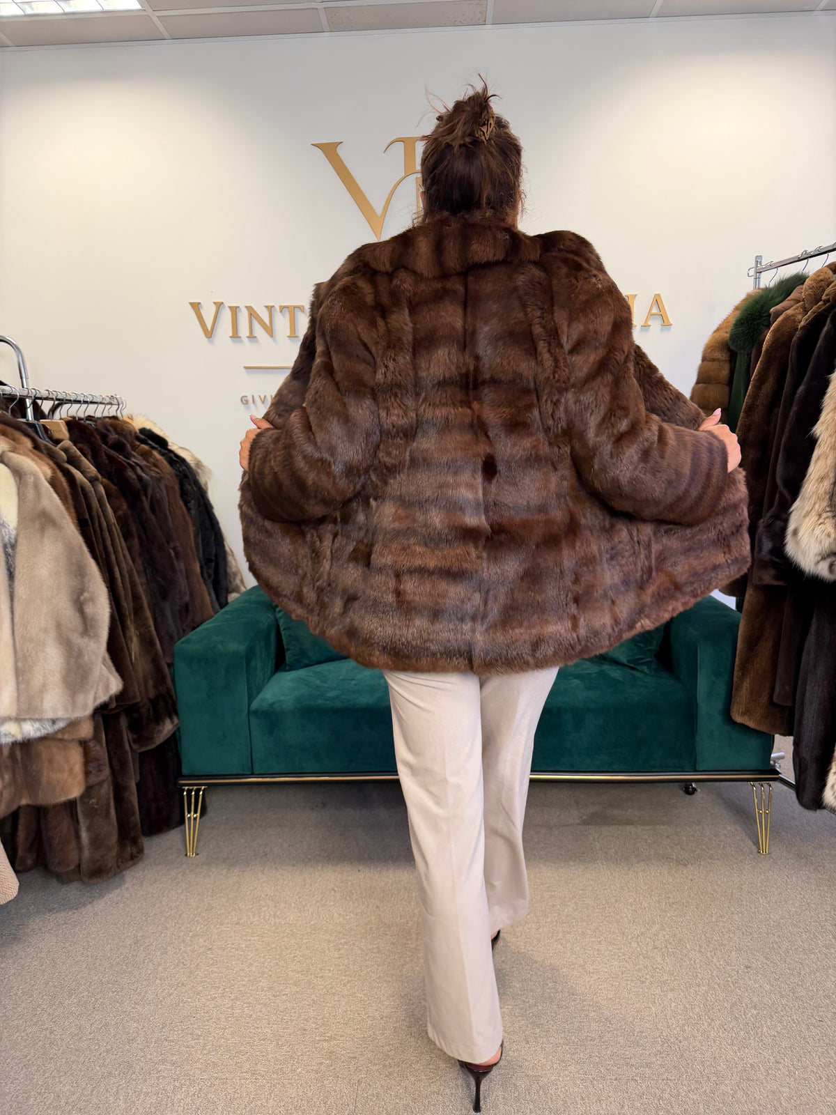 Dark Brown Feh Fur Jacket, Medium, Super Soft