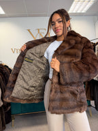 Dark Brown Feh Fur Jacket, Medium, Super Soft