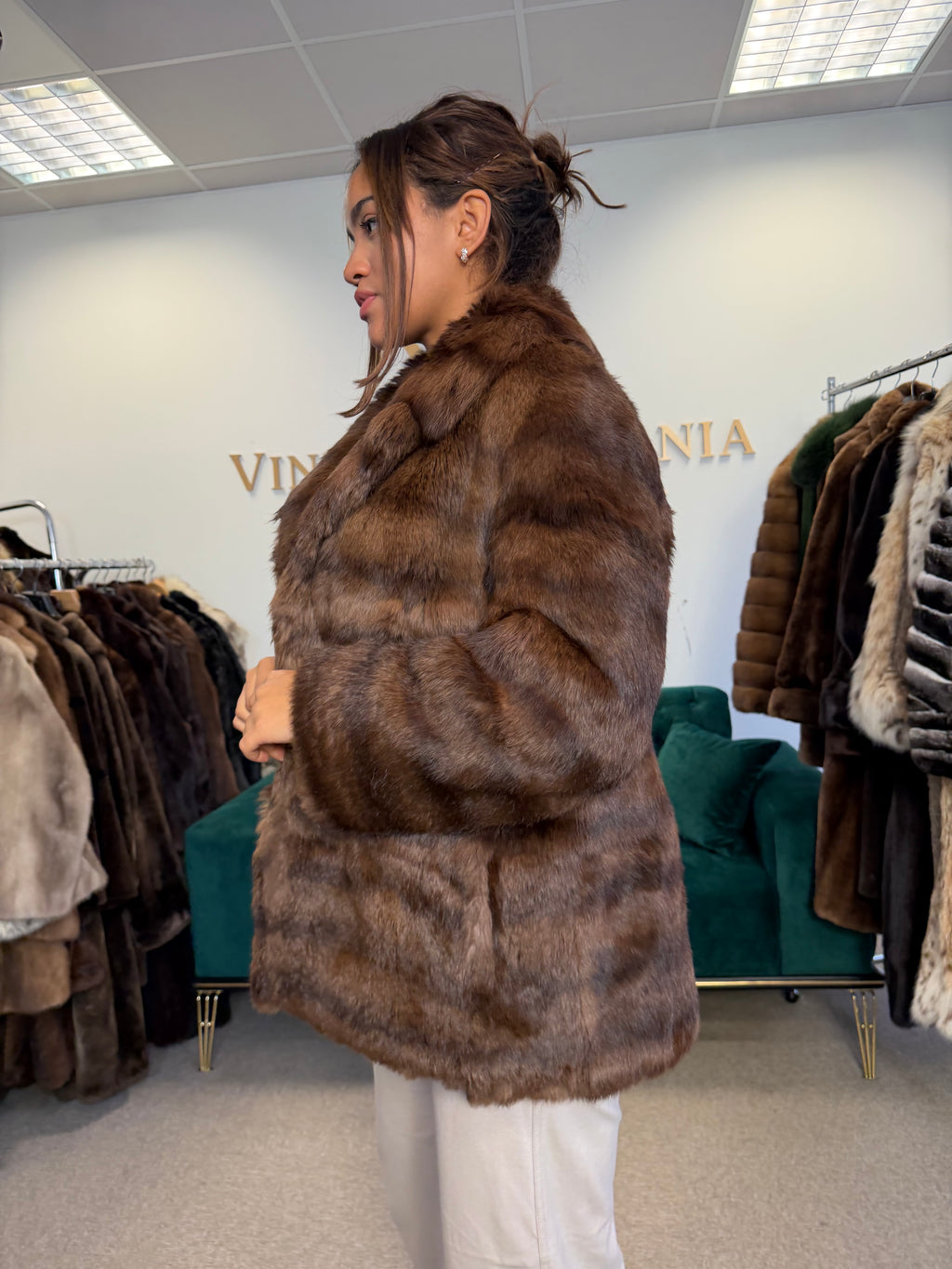 Dark Brown Feh Fur Jacket, Medium, Super Soft