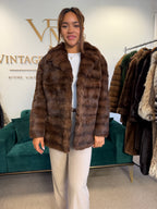 Dark Brown Feh Fur Jacket, Medium, Super Soft