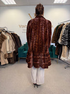 Red Sheared Mink Fur Coat, Swinger, Fits up to 4XL