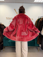 Red Dyed Mink Fur Jacket with Red Leather, Large