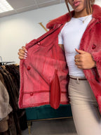 Red Dyed Mink Fur Jacket with Red Leather, Large