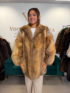 Red Fox Fur Jacket, Medium, Fluffy & Soft