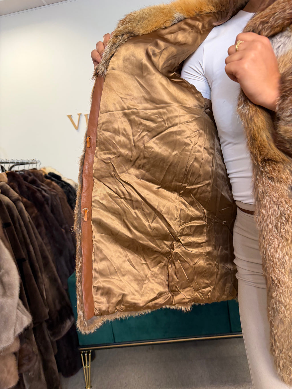 Red Fox Fur Jacket, Medium, Fluffy & Soft