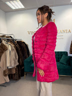 Pink Rabbit Fur Jacket, Small, Light