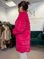 Pink Rabbit Fur Jacket, Small, Light