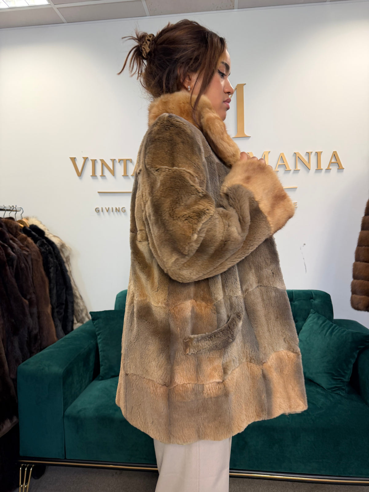 Sheared Feh Fur Jacket, Medium, Reversible, New