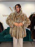 Coyote Fur Jacket with Leather, XXL
