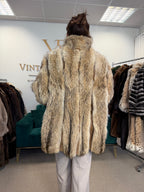 Coyote Fur Jacket with Leather, XXL