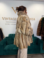 Coyote Fur Jacket with Leather, XXL