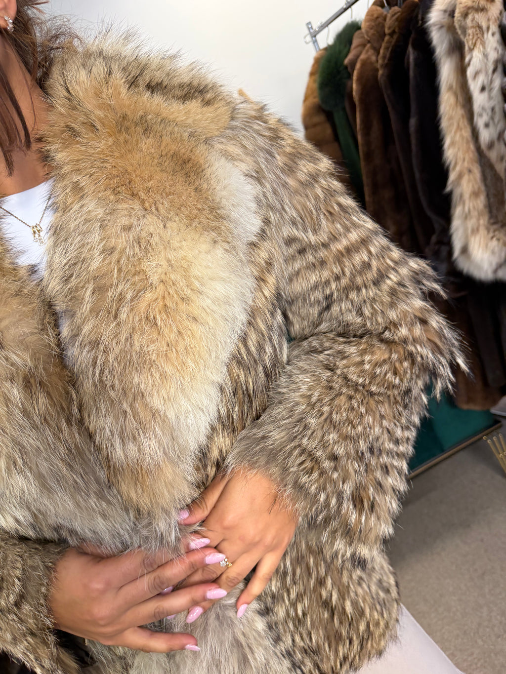 Coyote Fur Jacket, Medium, Trimmed