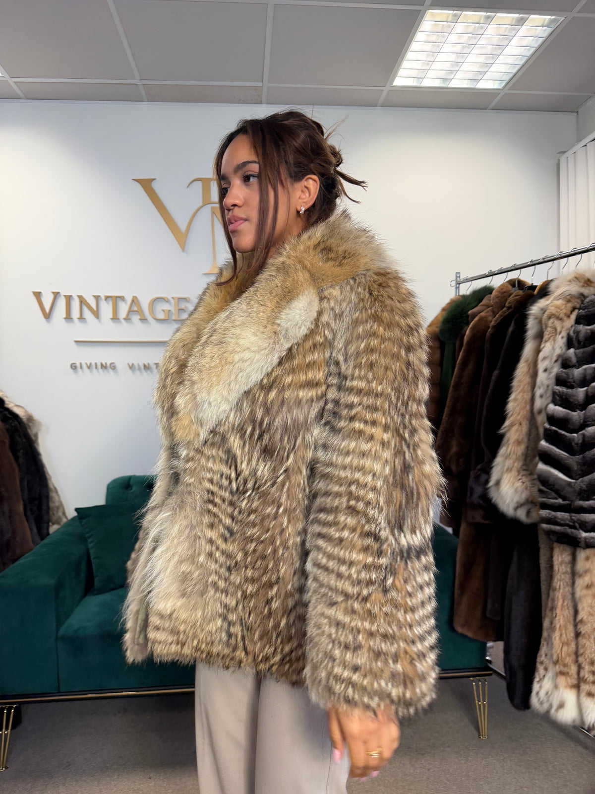 Coyote Fur Jacket, Medium, Trimmed
