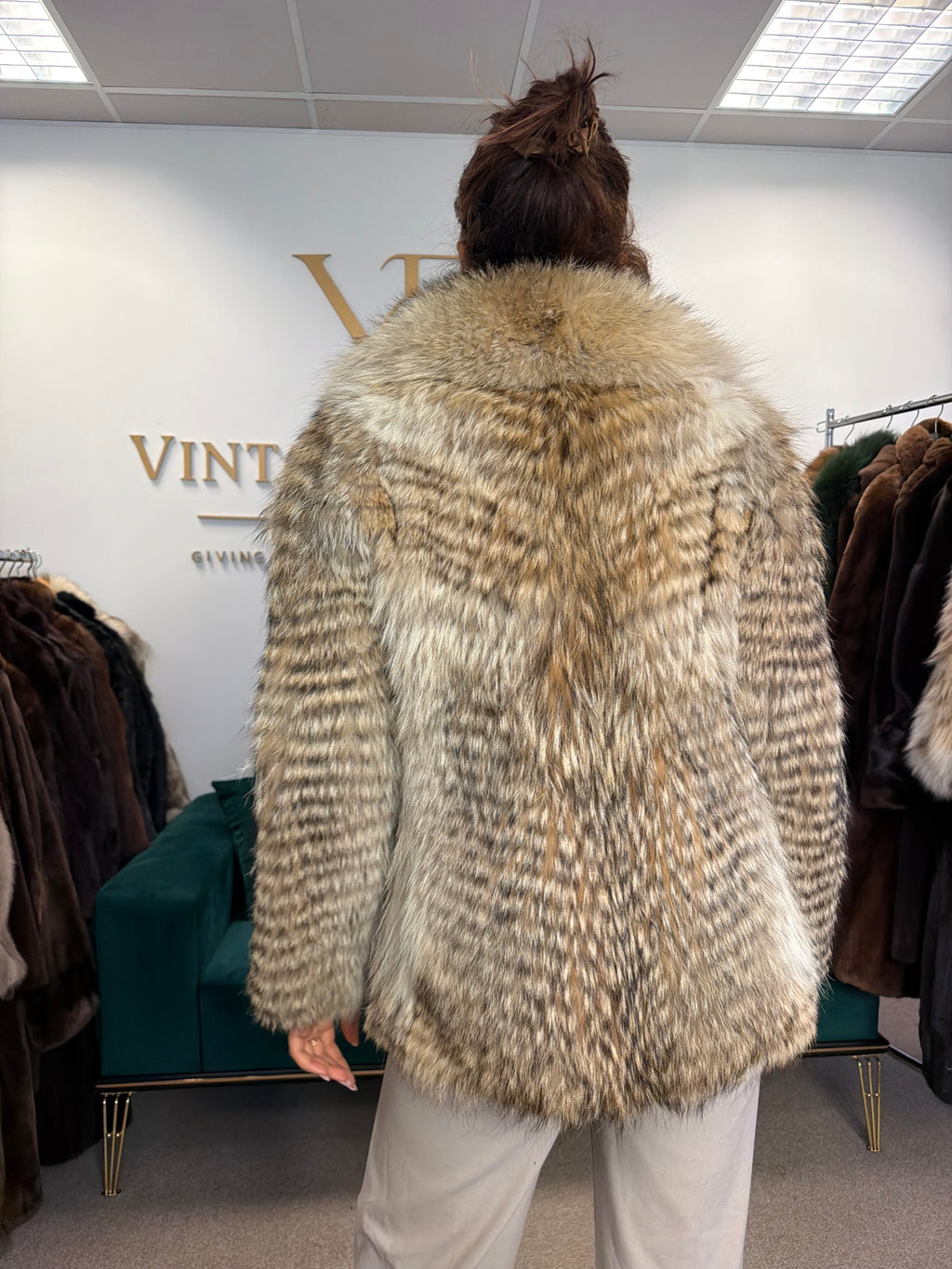 Coyote Fur Jacket, Medium, Trimmed