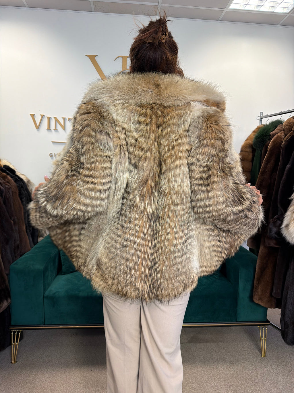 Coyote Fur Jacket, Medium, Trimmed