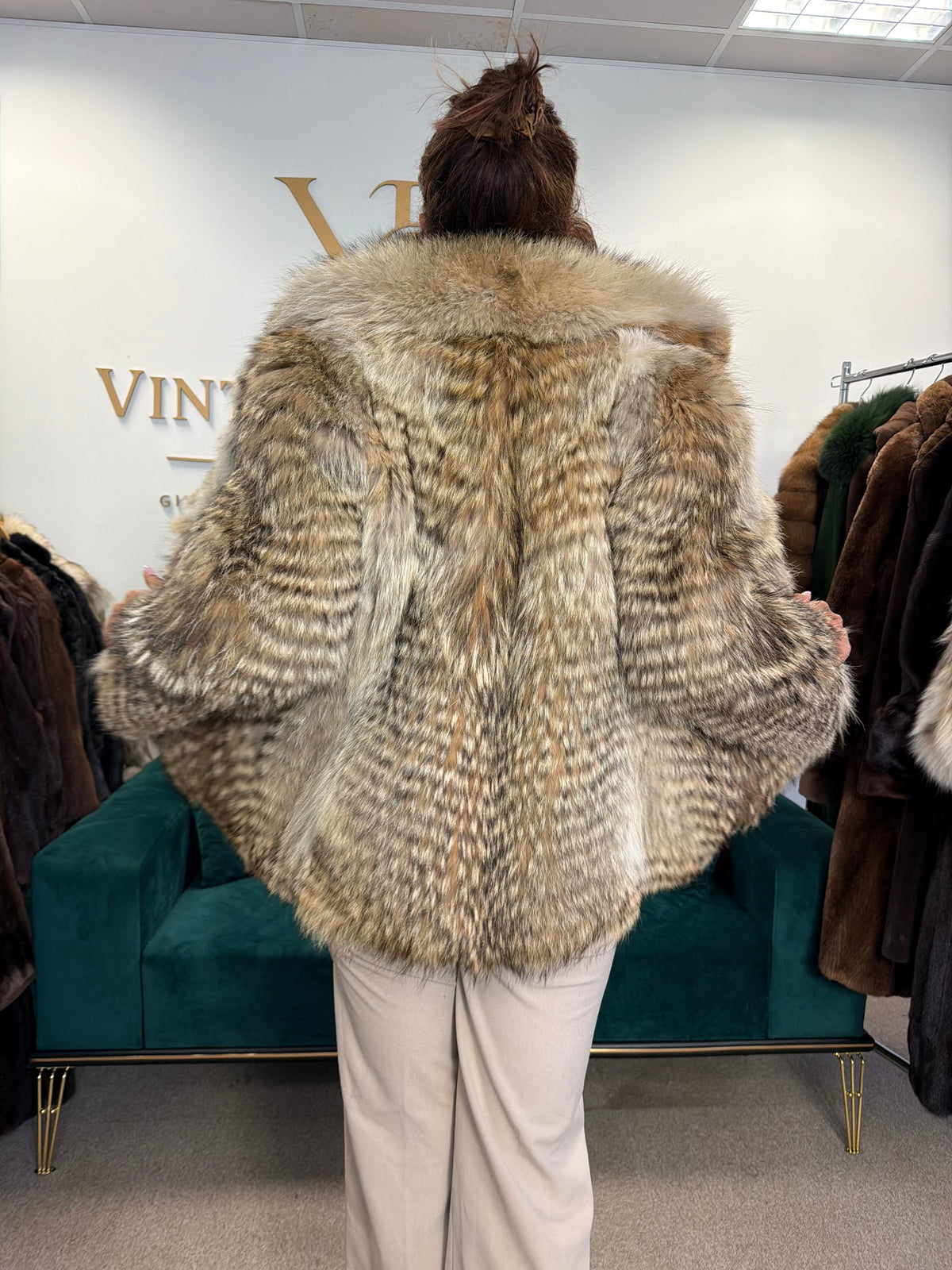 Coyote Fur Jacket, Medium, Trimmed