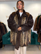 Sheared Beaver Fur Coat with Fitch, 5XL