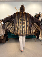 Sheared Beaver Fur Coat with Fitch, 5XL