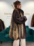 Sheared Beaver Fur Coat with Fitch, 5XL