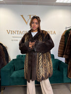 Sheared Beaver Fur Coat with Fitch, 5XL