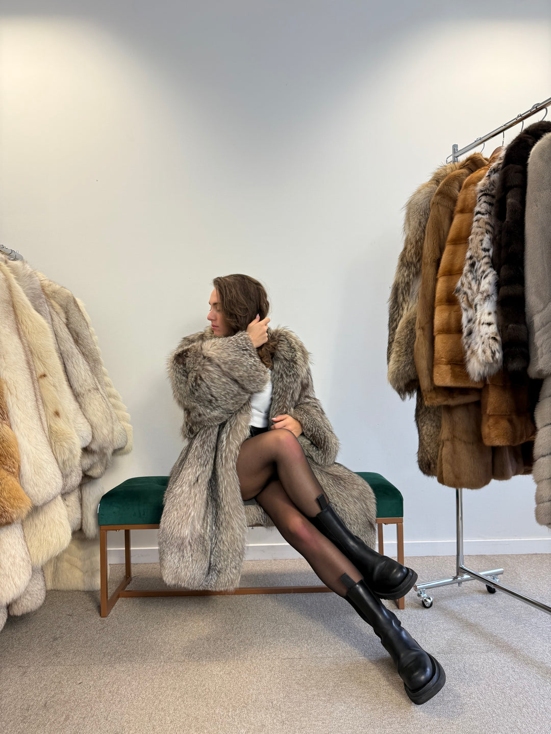 Crystal Fox Fur Coat - Size 3XL