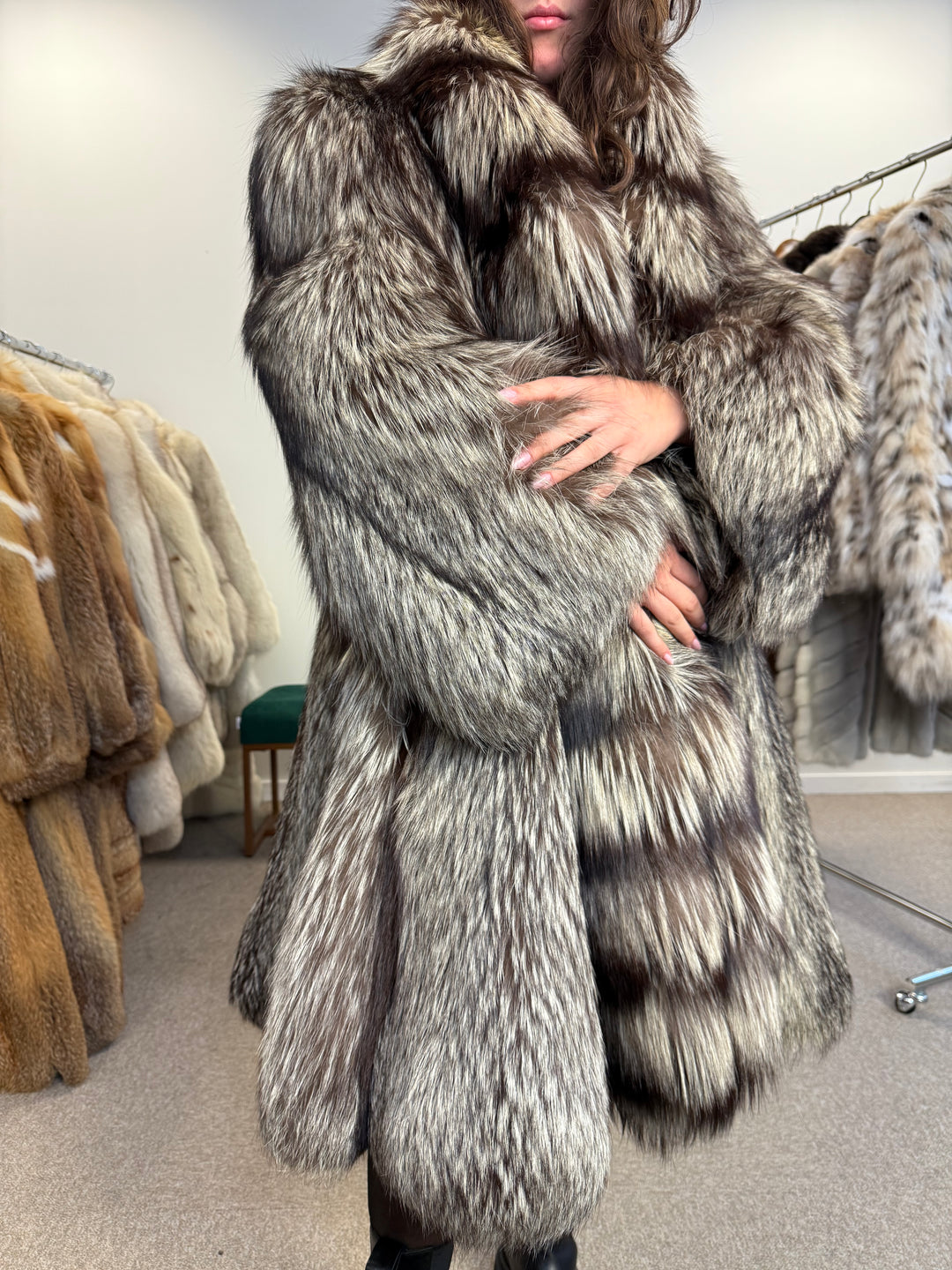 Silver fox luxury fluffy rare design,  XXL Size