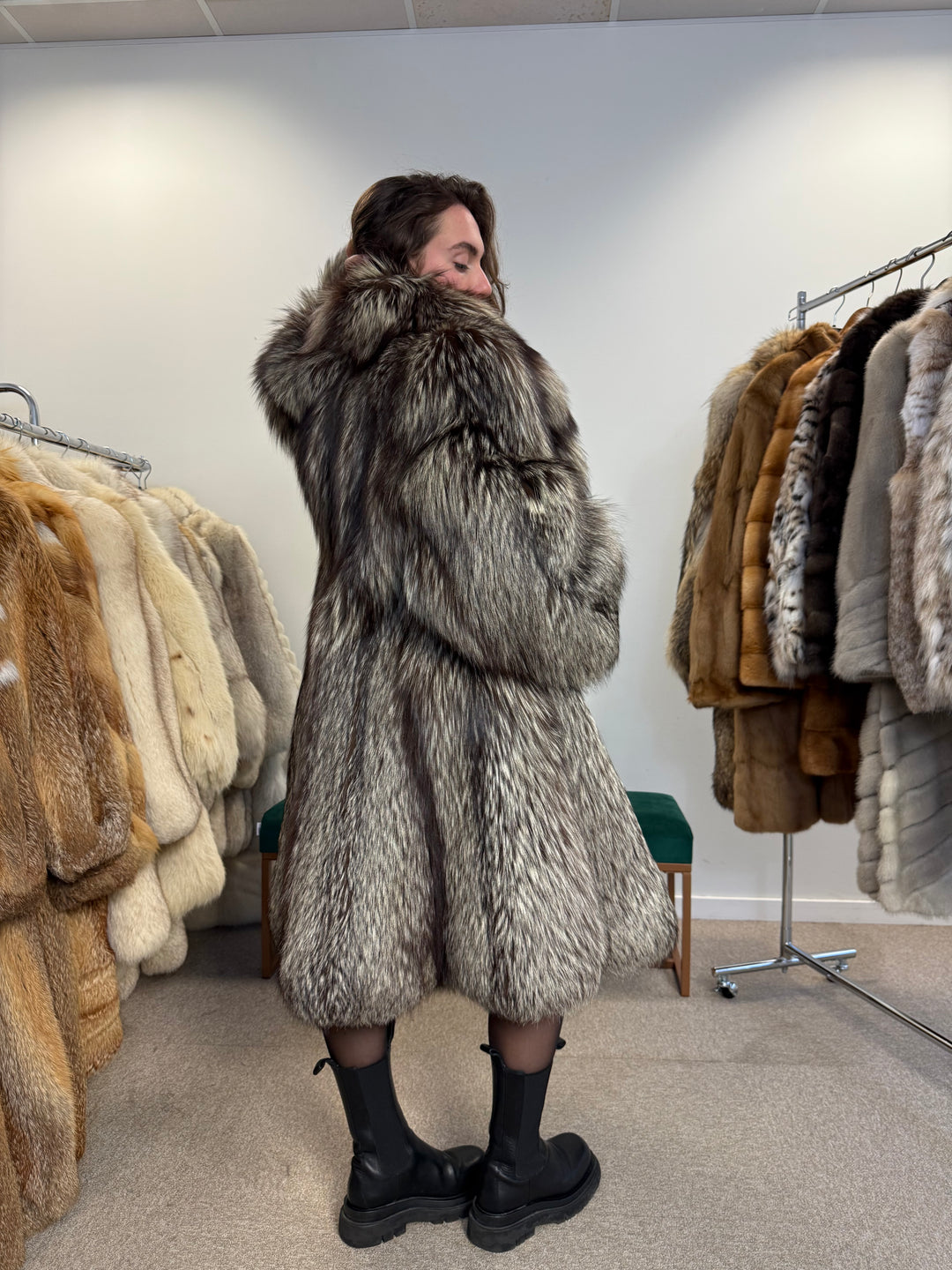 Silver fox luxury fluffy rare design,  XXL Size