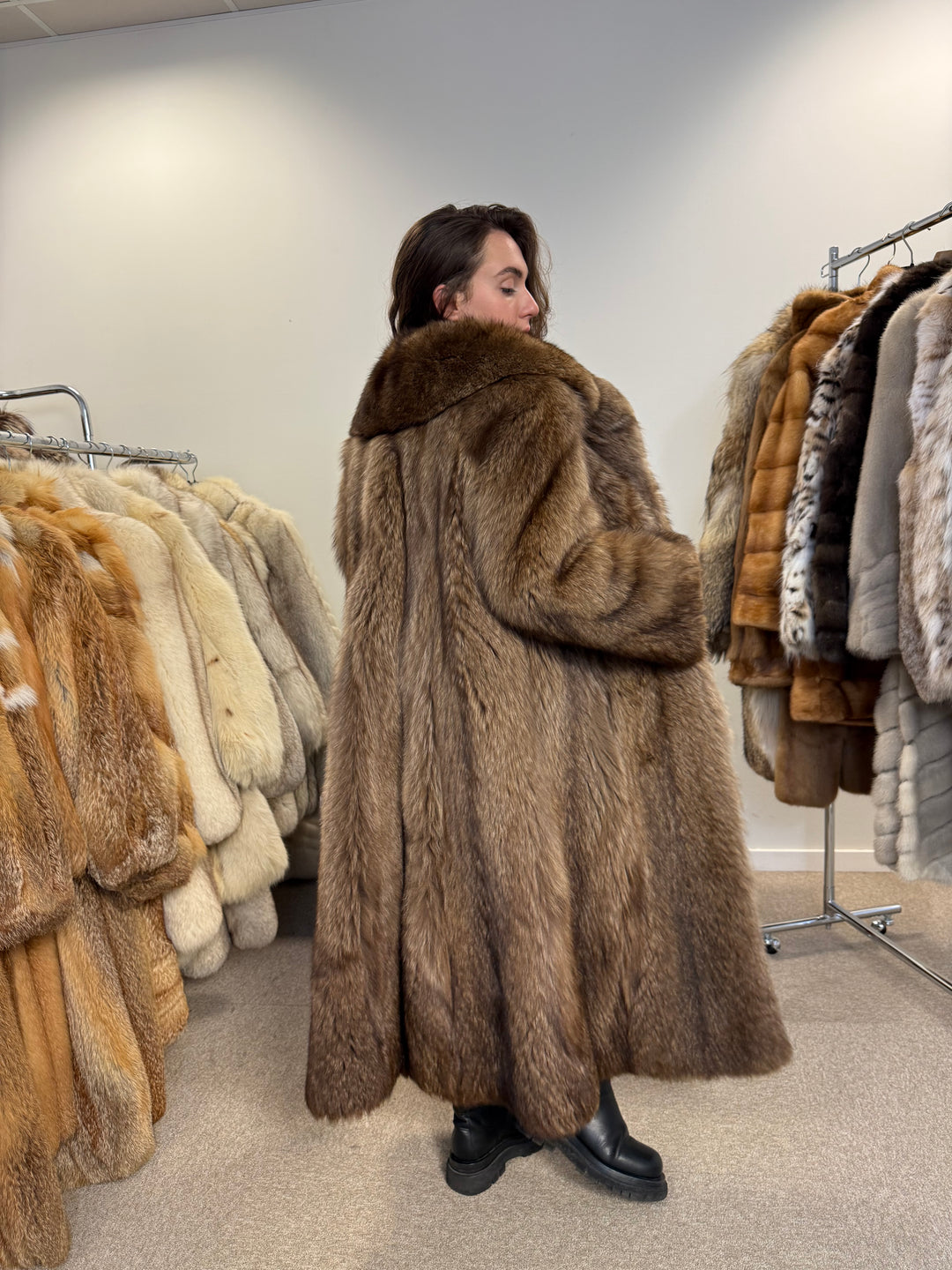 Brown Fox Fur Coat - Small Medium Size