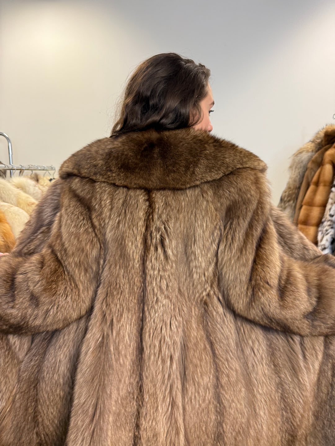 Brown Fox Fur Coat - Small Medium Size
