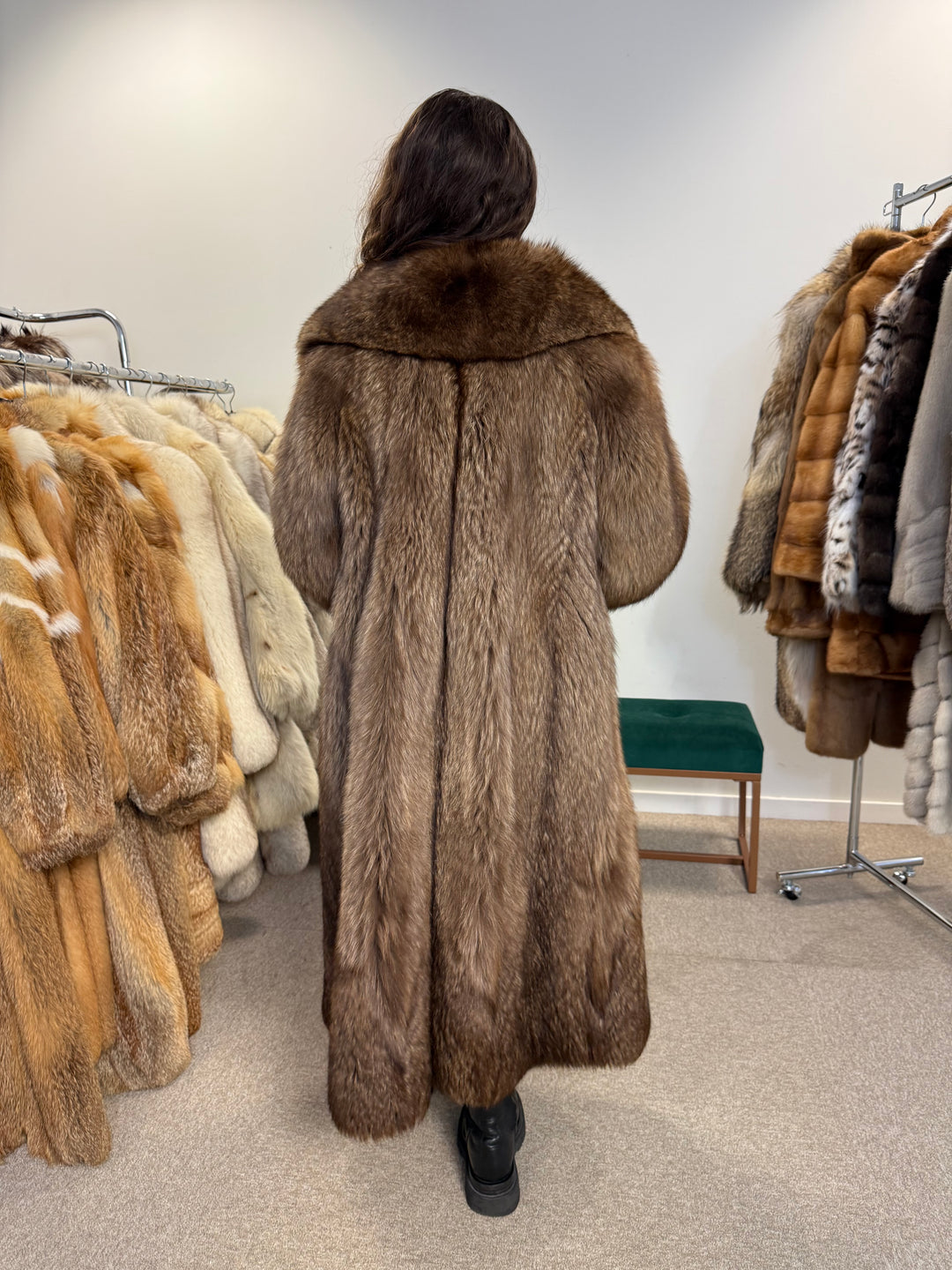 Brown Fox Fur Coat - Small Medium Size