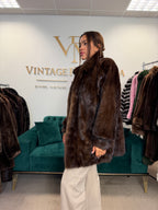 Dark Brown Mink Fur Jacket, XXL, Oversize