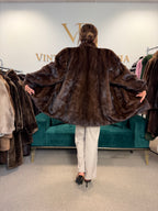 Dark Brown Mink Fur Jacket, XXL, Oversize
