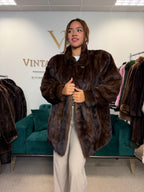 Dark Brown Mink Fur Jacket, XXL, Oversize