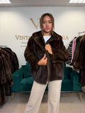 Brown Mink Fur Jacket, Large