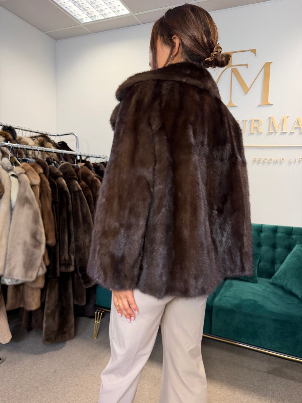 Brown Mink Fur Jacket, Large