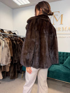 Brown Mink Fur Jacket, Large