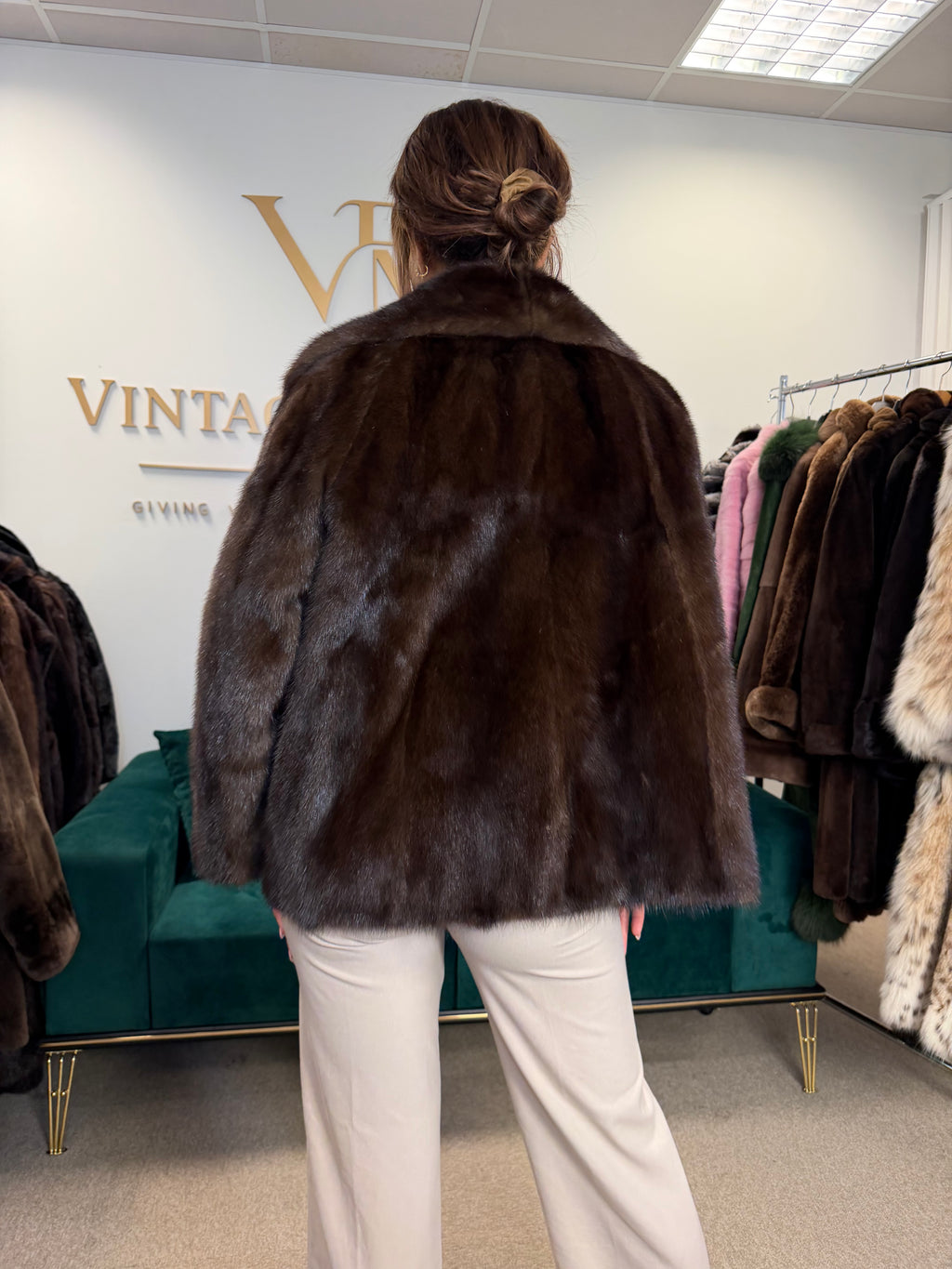 Brown Mink Fur Jacket, Large