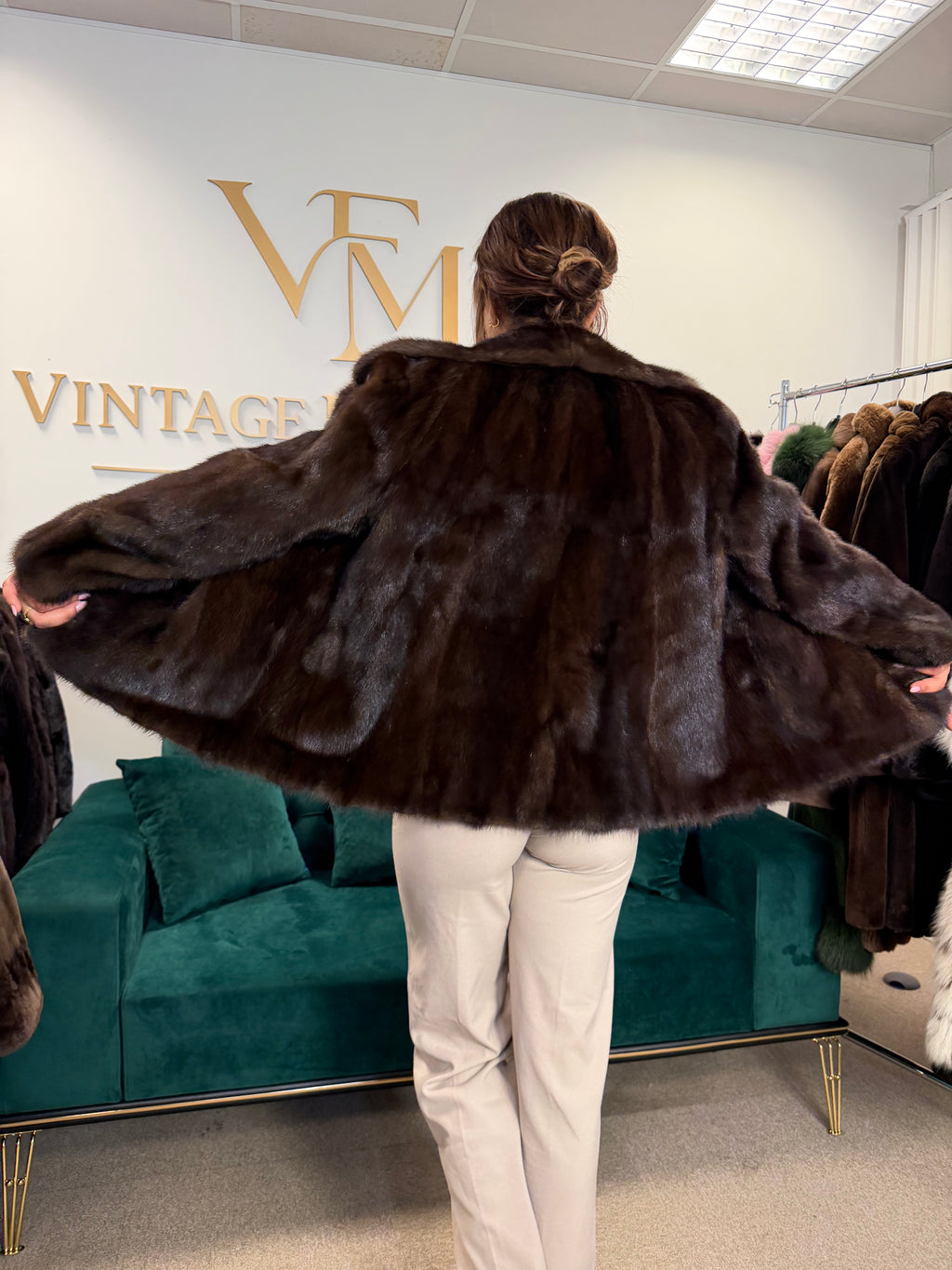 Brown Mink Fur Jacket, Large